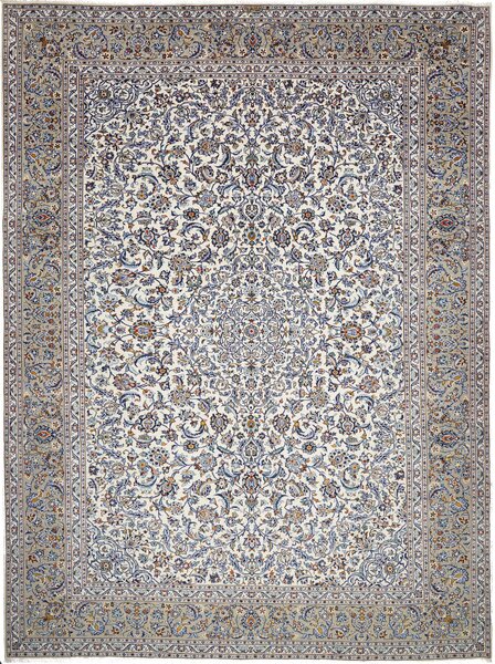 Tappeto Kashan Persia Medaglione Avorio Blu 300x403 Cm