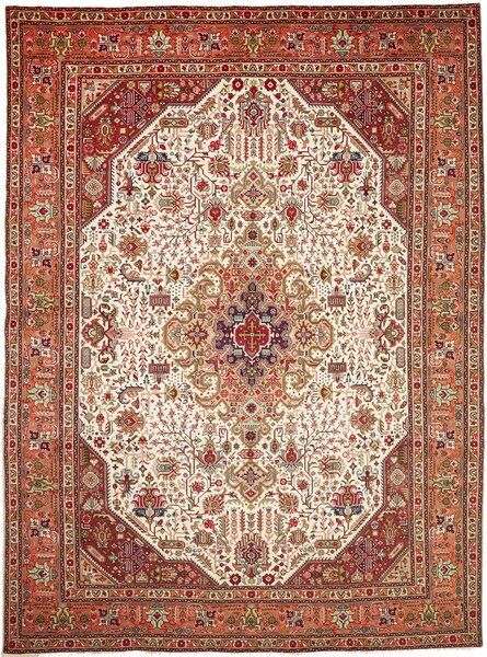 Tappeto Tabriz Persia Medaglione Crema Rosso 245x330 Cm