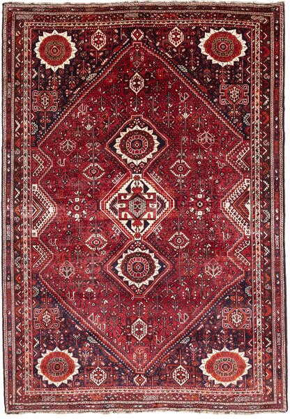 Tappeto Shiraz Persia Medaglione Rosso Blu 220x315 Cm