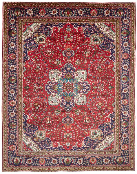 Tappeto Tabriz Persia Medaglione Rosso Blu 260x336 Cm