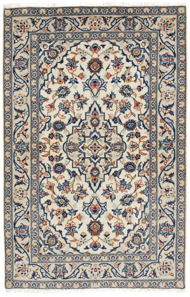 Tappeto Kashan Fine Persia Medaglione Crema Blu 98x150 Cm