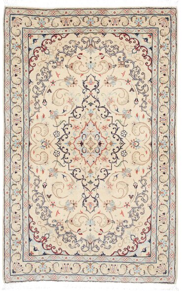 Tappeto Kashan Fine Persia Medaglione Crema Blu 96x150 Cm