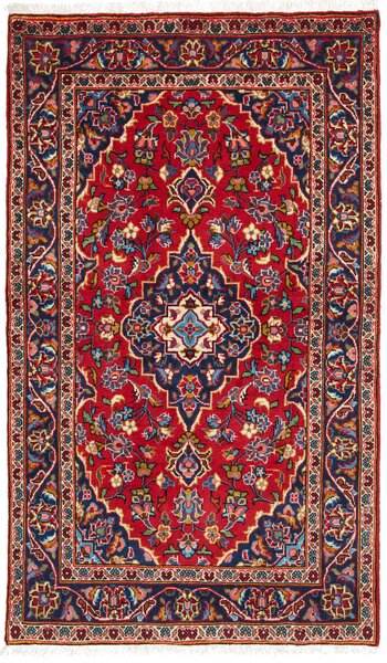 Tappeto Kashan Fine Persia Medaglione Rosso Blu 95x165 Cm