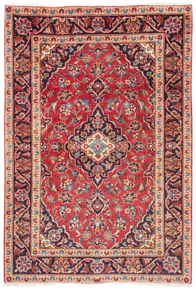Tappeto Kashan Fine Persia Medaglione Rosso Blu 97x140 Cm