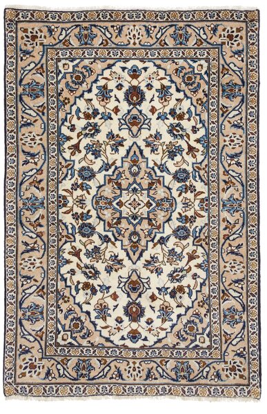 Tappeto Kashan Fine Persia Medaglione Crema Blu 97x152 Cm