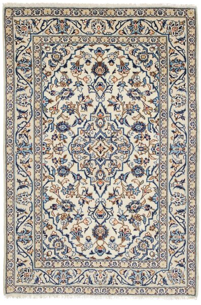 Tappeto Kashan Fine Persia Medaglione Crema Blu 100x150 Cm