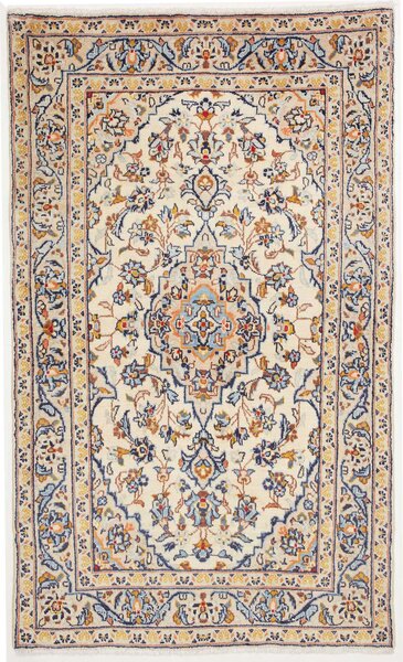 Tappeto Kashan Fine Persia Medaglione Avorio Blu 93x156 Cm