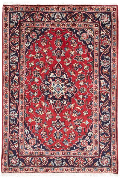 Tappeto Kashan Fine Persia Medaglione Rosso Blu Scuro 98x159 Cm