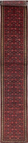 Tappeto Hamadan Persia Geometrico Rosso Bordeaux 75x480 Cm