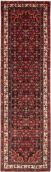 Tappeto Hamadan Persia Geometrico Rosso Marrone 108x387 Cm