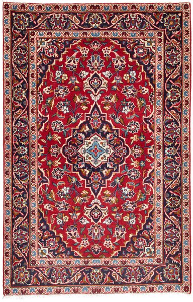 Tappeto Kashan Fine Persia Medaglione Rosso Blu 98x148 Cm
