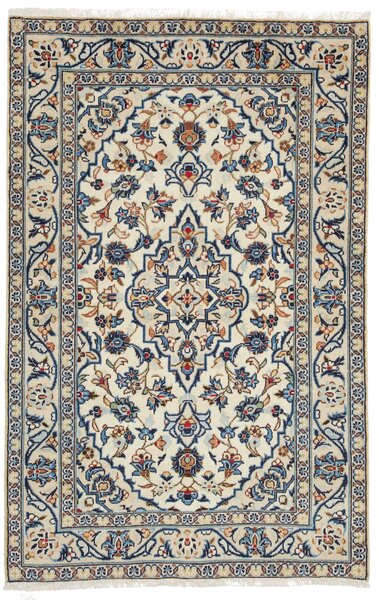Tappeto Kashan Fine Persia Medaglione Crema Blu 98x150 Cm