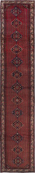 Tappeto Hamadan Persia Geometrico Rosso Blu 80x440 Cm