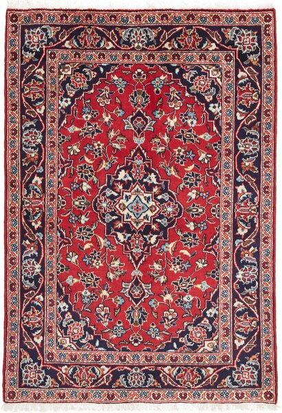 Tappeto Kashan Fine Persia Medaglione Rosso Blu 96x144 Cm