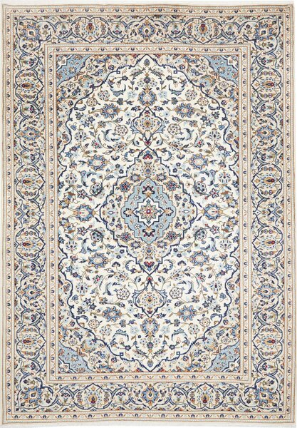 Tappeto Kashan Persia Medaglione Avorio Blu 200x295 Cm