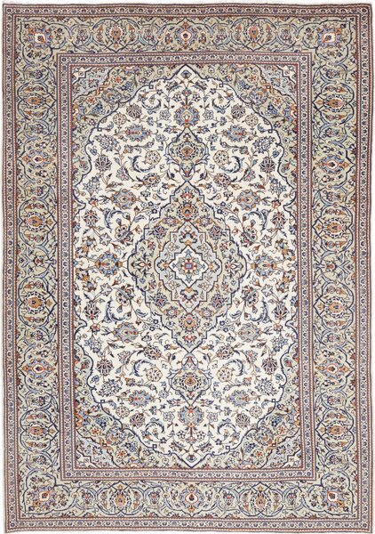 Tappeto Kashan Persia Medaglione Avorio Blu 195x287 Cm