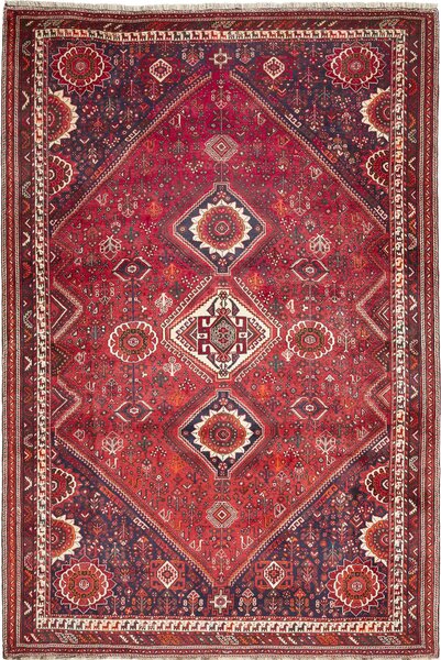 Tappeto Shiraz Persia Geometrico Rosso Blu 223x330 Cm