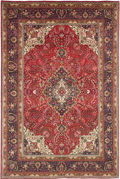 Tappeto Tabriz Persia Medaglione Rosso Blu 200x300 Cm
