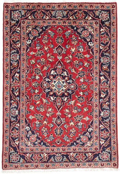 Tappeto Kashan Fine Persia Medaglione Rosso Blu 98x140 Cm