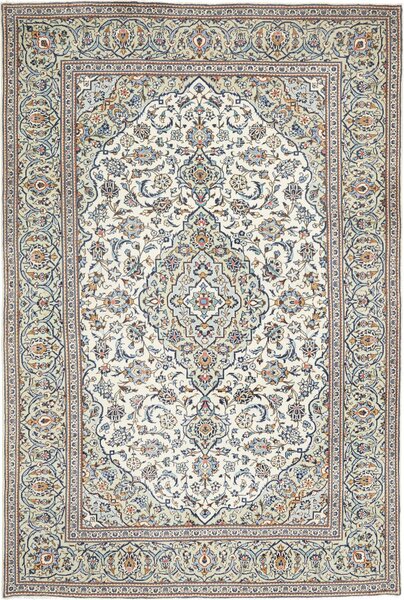 Tappeto Kashan Persia Medaglione Avorio Blu 192x285 Cm