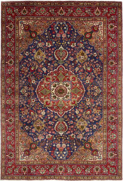 Tappeto Tabriz Persia Medaglione Blu Rosso 208x308 Cm