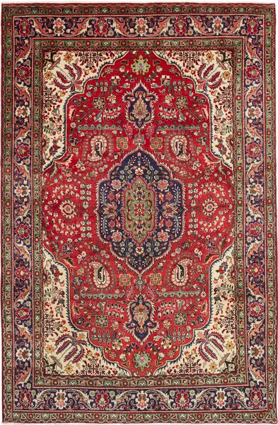 Tappeto Tabriz Persia Medaglione Rosso Blu 200x300 Cm