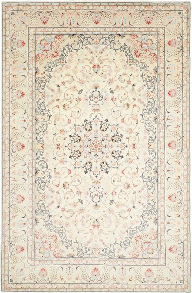 Tappeto Kashan Persia Medaglione Crema Rosa 195x300 Cm