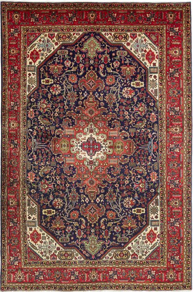 Tappeto Tabriz Persia Medaglione Blu Rosso 208x313 Cm