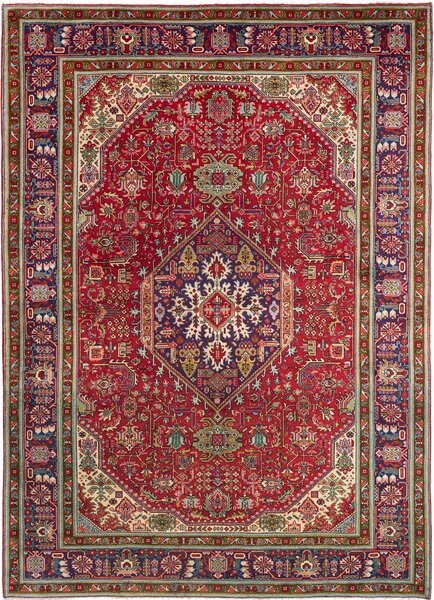 Tappeto Tabriz Persia Geometrico Rosso Blu 208x290 Cm