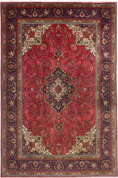 Tappeto Tabriz Persia Medaglione Rosso Blu 202x303 Cm
