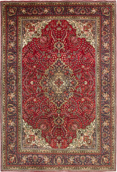 Tappeto Tabriz Persia Medaglione Rosso Blu 202x300 Cm