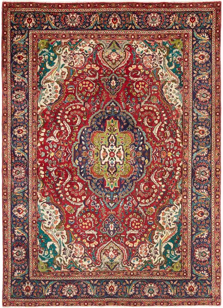 Tappeto Tabriz Persia Medaglione Rosso Blu 205x280 Cm