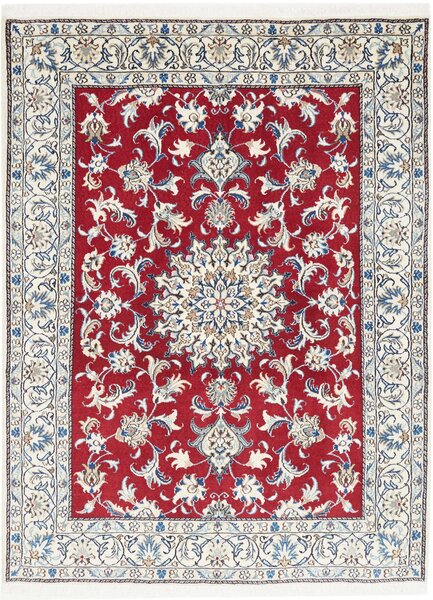 Tappeto Nain Kashmar Persia Medaglione Rosso Crema 148x195 Cm