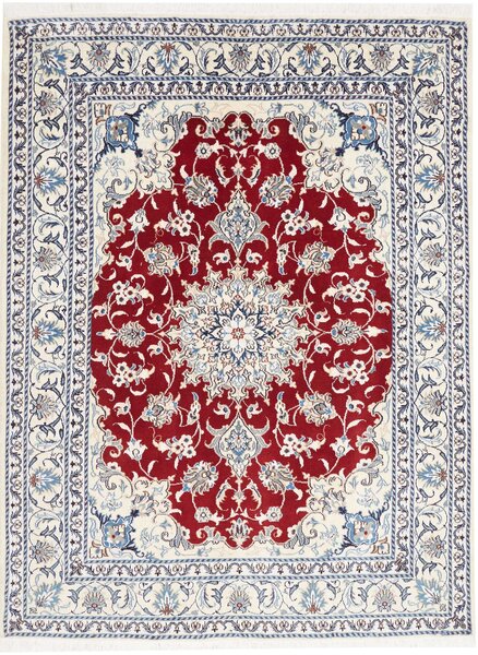 Tappeto Nain Kashmar Persia Medaglione Rosso Avorio 148x200 Cm