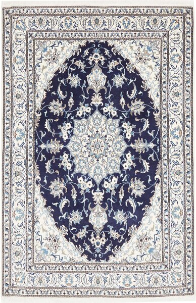 Tappeto Nain Kashmar Persia Medaglione Blu Bianco 162x248 Cm