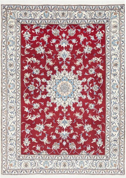 Tappeto Nain Kashmar Persia Medaglione Rosso Crema 163x232 Cm