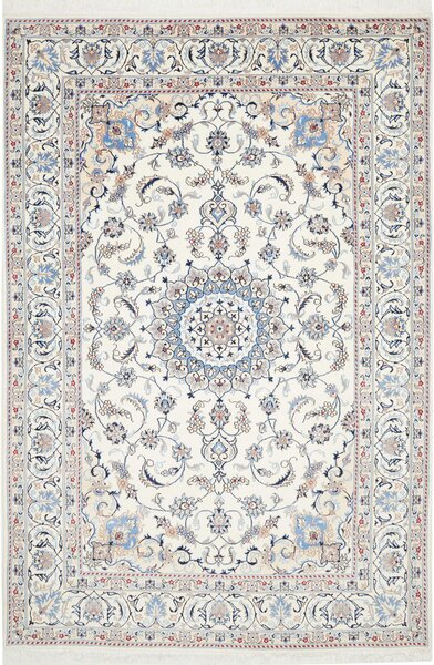 Tappeto Nain Kashmar Persia Medaglione Avorio Blu 200x300 Cm