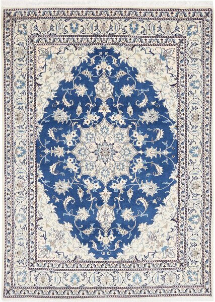 Tappeto Nain Kashmar Persia Medaglione Blu Crema 165x233 Cm