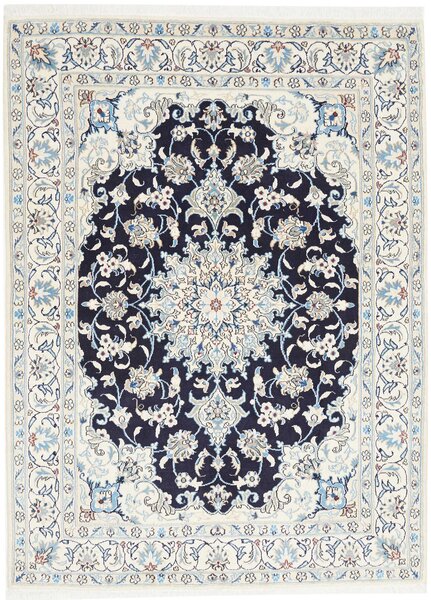 Tappeto Nain Kashmar Persia Medaglione Blu Notte Avorio 145x207 Cm