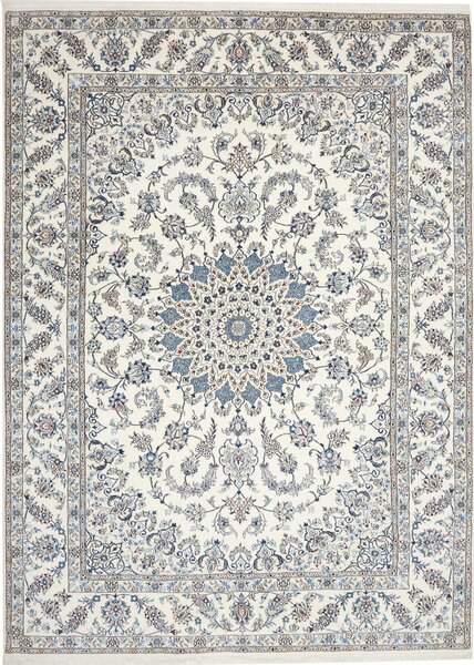 Tappeto Nain Kashmar Persia Medaglione Avorio Azzurro 249x343 Cm