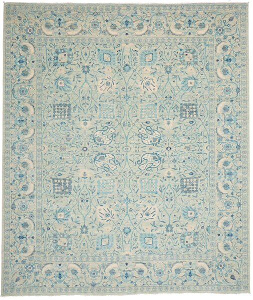 Tappeto Shahi Fine Pakistan Floreale Verde Acqua Blu 247x293 Cm