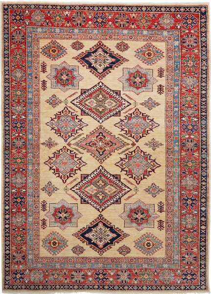 Tappeto Kazak Fine Pakistan Astratto Crema Rosso 168x233 Cm