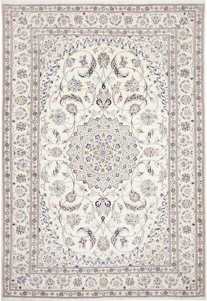 Tappeto Nain Kashmar Persia Medaglione Crema Blu 240x346 Cm