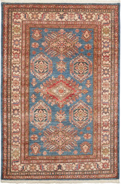 Tappeto Kazak Fine Pakistan Astratto Blu Rosso 118x178 Cm