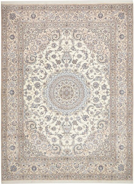Tappeto Nain 9la Persia Medaglione Crema Azzurro 303x423 Cm