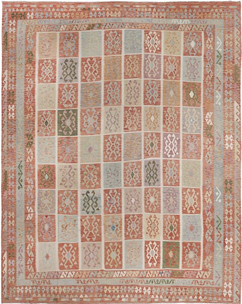 Tappeto Kilim Afghanistan Geometrico Terracotta Pastello 404x496 Cm