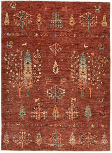 Tappeto Shahi Pakistan Astratto Rosso Mattone Policromo 150x205 Cm