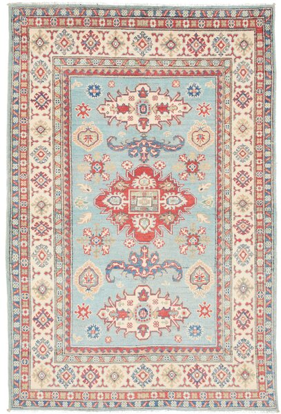 Tappeto Kazak Afghanistan Medaglione Azzurro Rosso 121x186 Cm