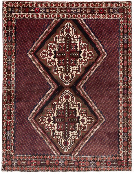 Tappeto Shahreza Persia Geometrico Bordeaux Nero 136x178 Cm