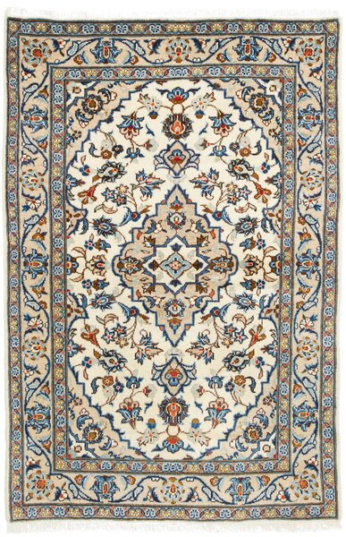Tappeto Kashan Fine Persia Medaglione Avorio Blu 97x145 Cm